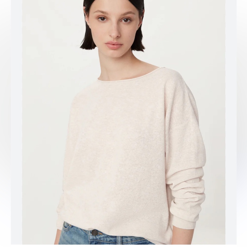 Frank and Oak The Lightweight Crewneck Sweater Light Oatmeal Cream Linen Blend